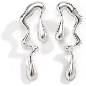 Abstract Silver Earrings Water Drop New